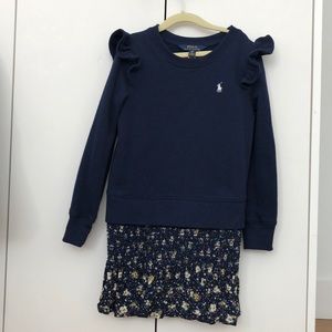 Ralph Lauren girls sweater dress smocked skirt size small/7